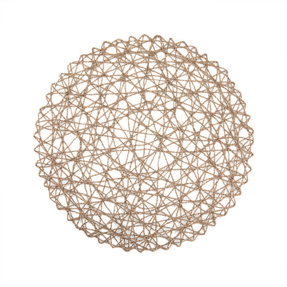 Spinweave Round Gray Paper Handmade Placemat - Semi-Disposable - 15" x 15" - 6 count box