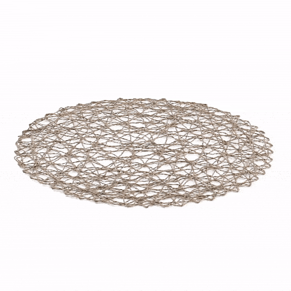 Spinweave Round Gray Paper Handmade Placemat - Semi-Disposable - 15" x 15" - 6 count box
