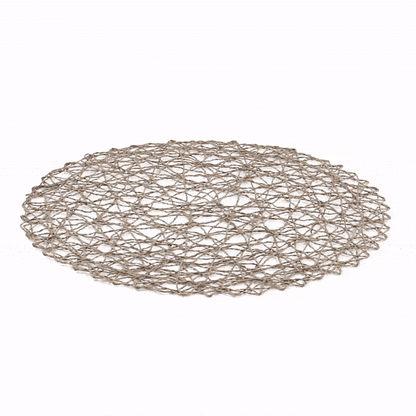 Spinweave Round Gray Paper Handmade Placemat - Semi-Disposable - 15" x 15" - 6 count box