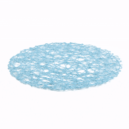 Spinweave Round Sky Blue Paper Handmade Placemat - Semi-Disposable - 15" x 15" - 6 count box