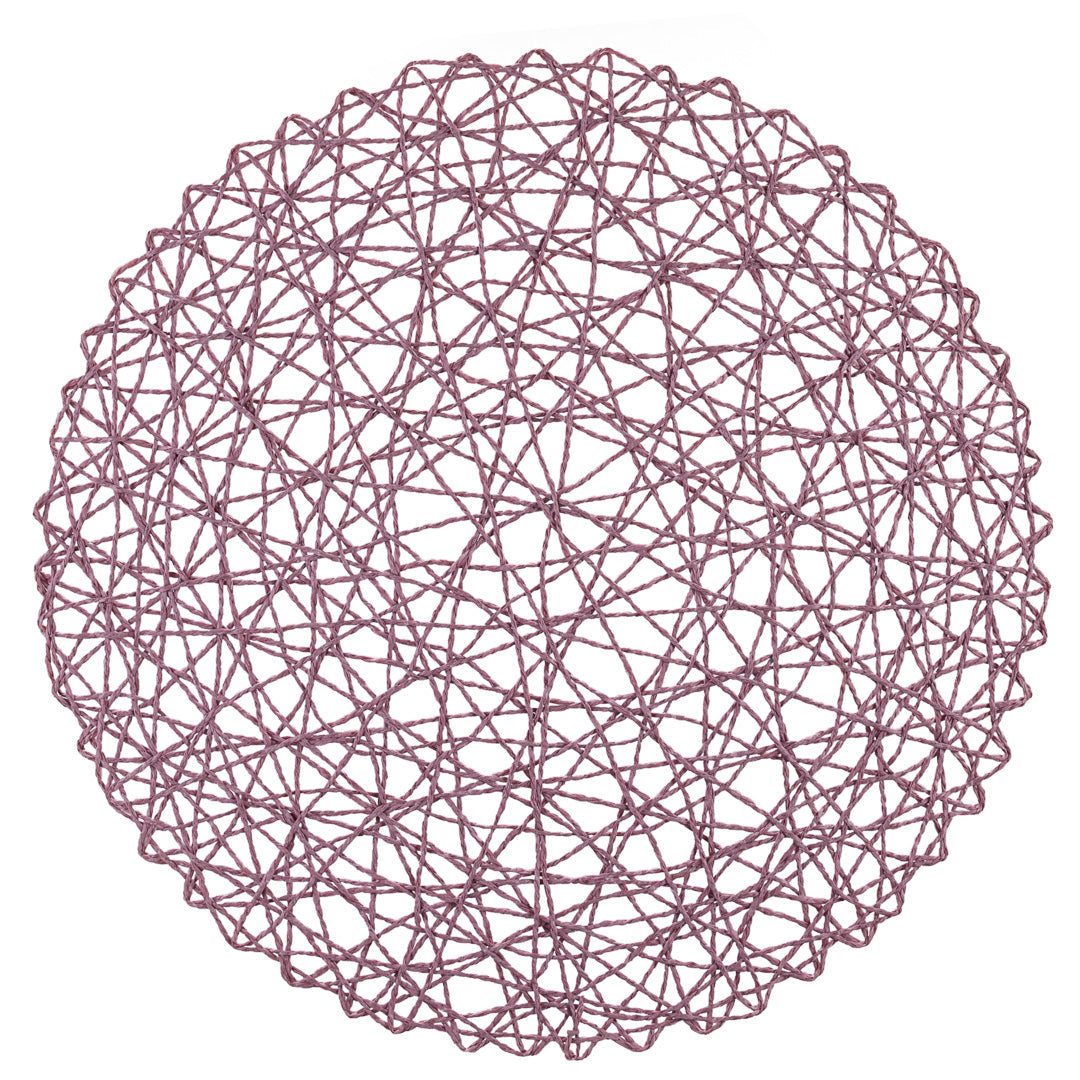 Spinweave Round Pink Paper Handmade Placemat - Semi-Disposable - 15" x 15" - 6 count box