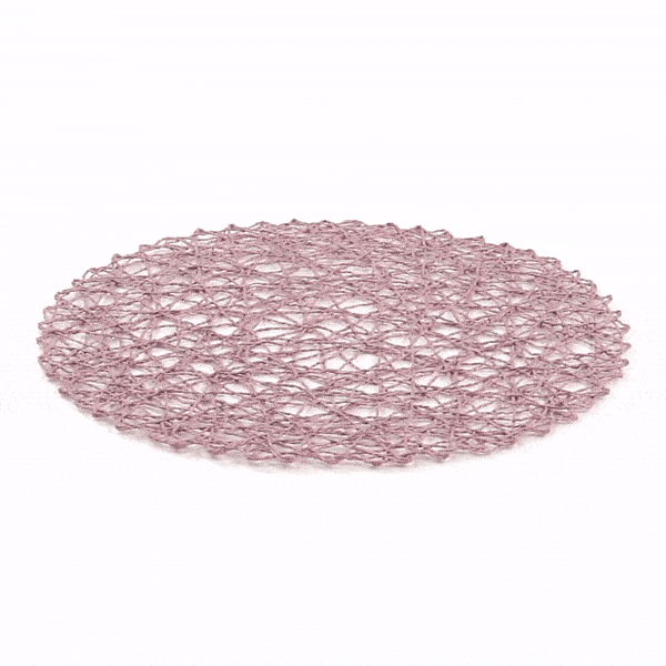 Spinweave Round Pink Paper Handmade Placemat - Semi-Disposable - 15" x 15" - 6 count box