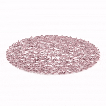 Spinweave Round Pink Paper Handmade Placemat - Semi-Disposable - 15" x 15" - 6 count box
