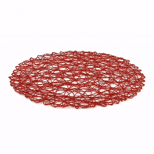 Spinweave Round Red Paper Handmade Placemat - Semi-Disposable - 15" x 15" - 6 count box