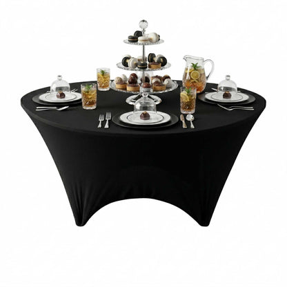 Table Tek Round Black Spandex Table Cover - Contour Cut - 72" - 1 count box