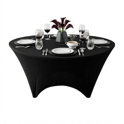 Table Tek Round Black Spandex Table Cover - Contour Cut - 72" - 10 count box