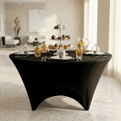 Table Tek Round Black Spandex Table Cover - Contour Cut - 72" - 10 count box
