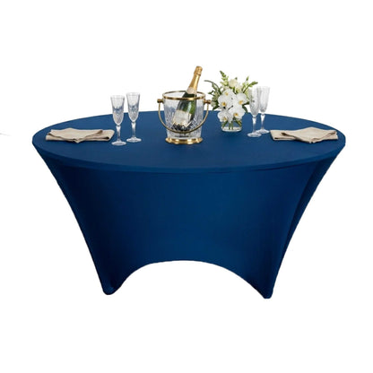 Table Tek Round Blue Spandex Table Cover - Contour Cut - 72" - 10 count box