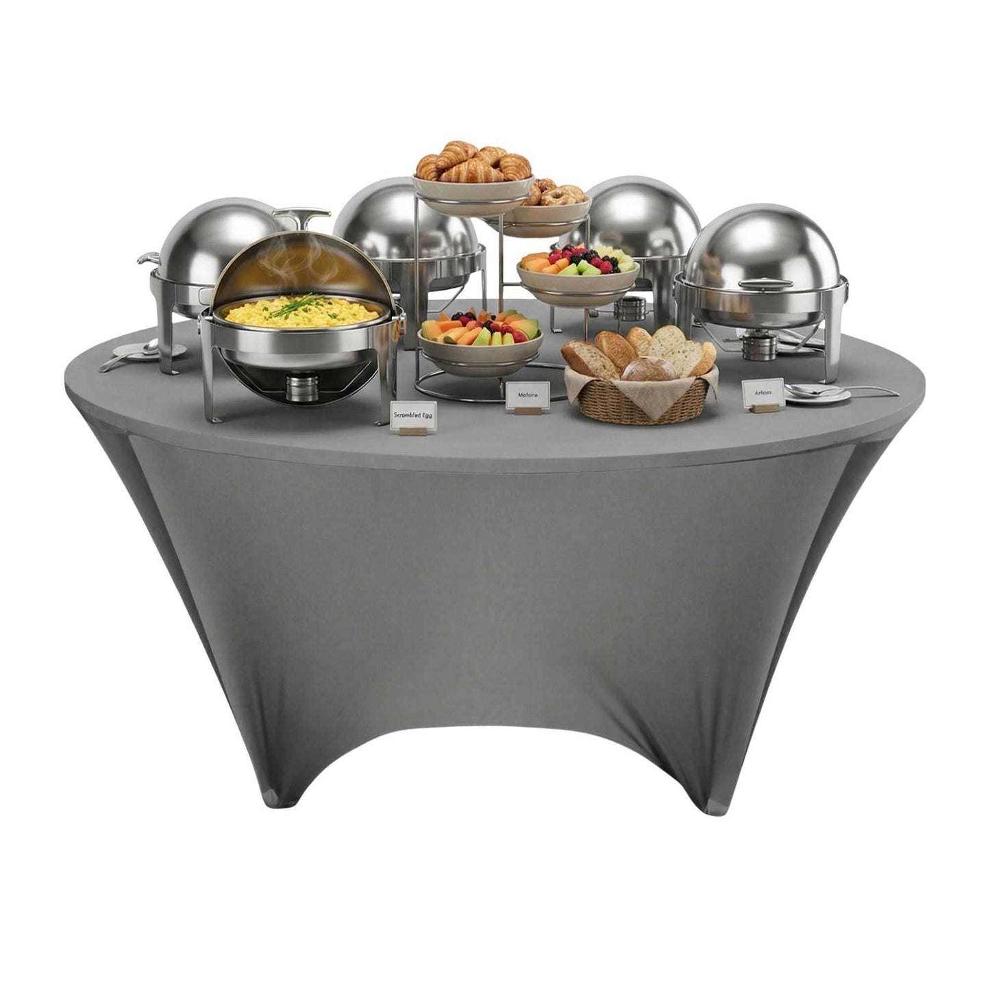 Table Tek Round Charcoal Gray Spandex Table Cover - Contour Cut - 72" - 1 count box