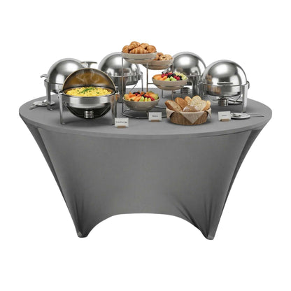 Table Tek Round Charcoal Gray Spandex Table Cover - Contour Cut - 72" - 1 count box