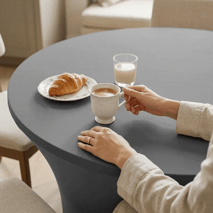 Table Tek Round Charcoal Gray Spandex Table Cover - Contour Cut - 72" - 1 count box