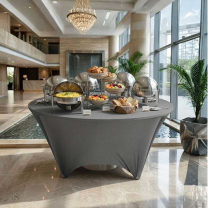 Table Tek Round Charcoal Gray Spandex Table Cover - Contour Cut - 72" - 1 count box