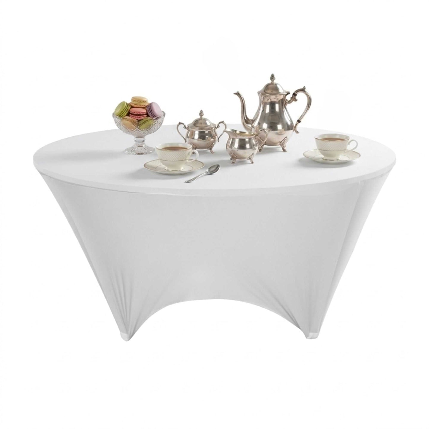 Table Tek Round White Spandex Table Cover - Contour Cut - 72" - 1 count box