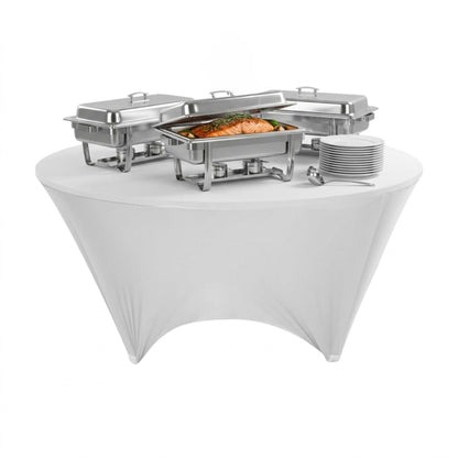 Table Tek Round White Spandex Table Cover - Contour Cut - 72" - 10 count box