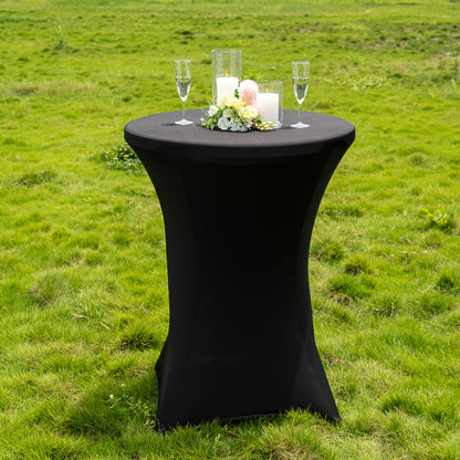 Table Tek Round Black Spandex Table Cover - Bar Height - 32" - 1 count box