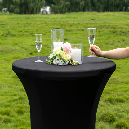 Table Tek Round Black Spandex Table Cover - Bar Height - 32" - 1 count box