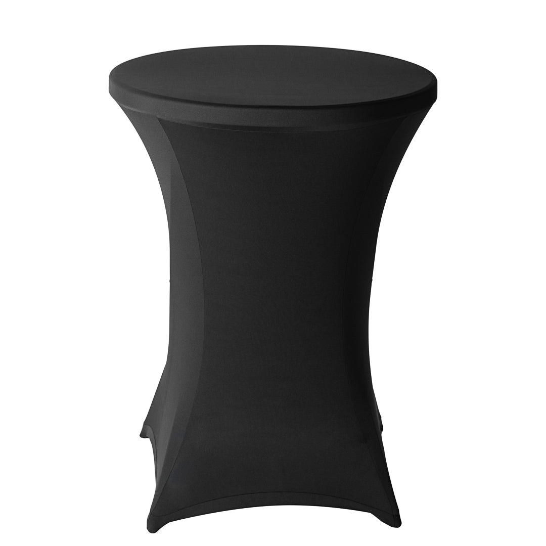 Table Tek Round Black Spandex Table Cover - Bar Height - 32" - 10 count box