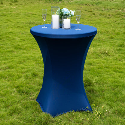 Table Tek Round Blue Spandex Table Cover - Bar Height - 32" - 1 count box
