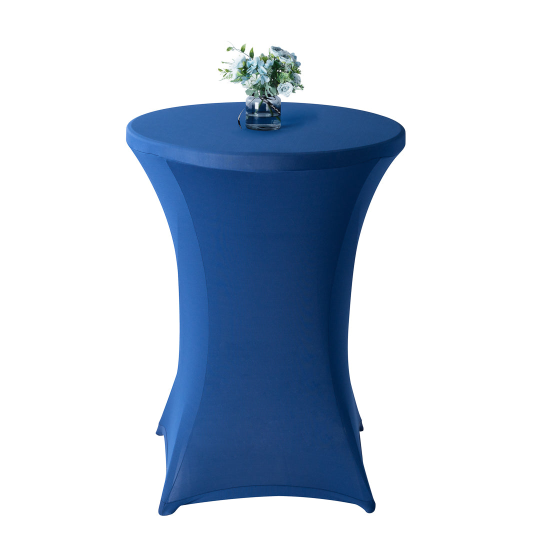 Table Tek Round Blue Spandex Table Cover - Bar Height - 32" - 10 count box