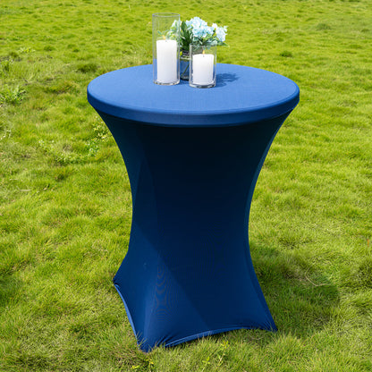 Table Tek Round Blue Spandex Table Cover - Bar Height - 32" - 10 count box
