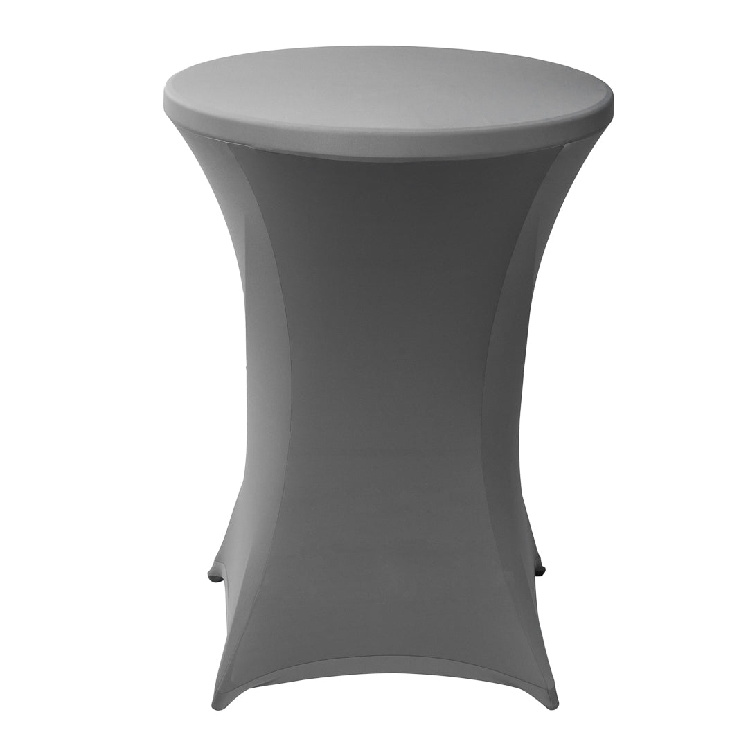Table Tek Round Charcoal Gray Spandex Table Cover - Bar Height - 32" - 1 count box