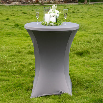 Table Tek Round Charcoal Gray Spandex Table Cover - Bar Height - 32" - 1 count box