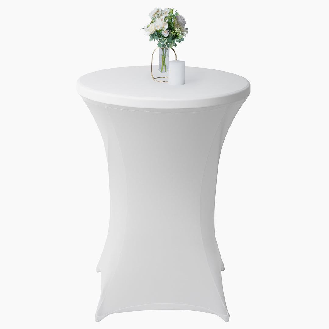 Table Tek Round White Spandex Table Cover - Bar Height - 32" - 1 count box
