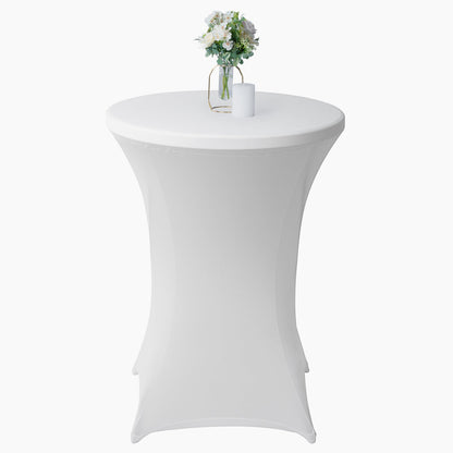 Table Tek Round White Spandex Table Cover - Bar Height - 32" - 1 count box