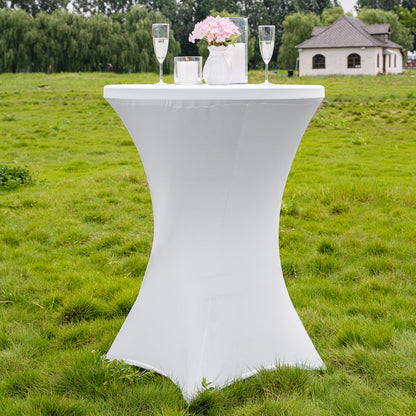 Table Tek Round White Spandex Table Cover - Bar Height - 32" - 1 count box