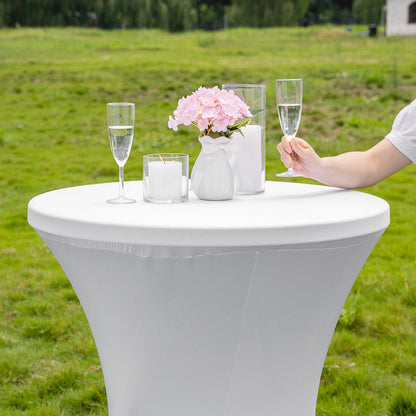 Table Tek Round White Spandex Table Cover - Bar Height - 32" - 1 count box