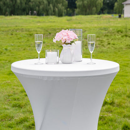 Table Tek Round White Spandex Table Cover - Bar Height - 32" - 1 count box