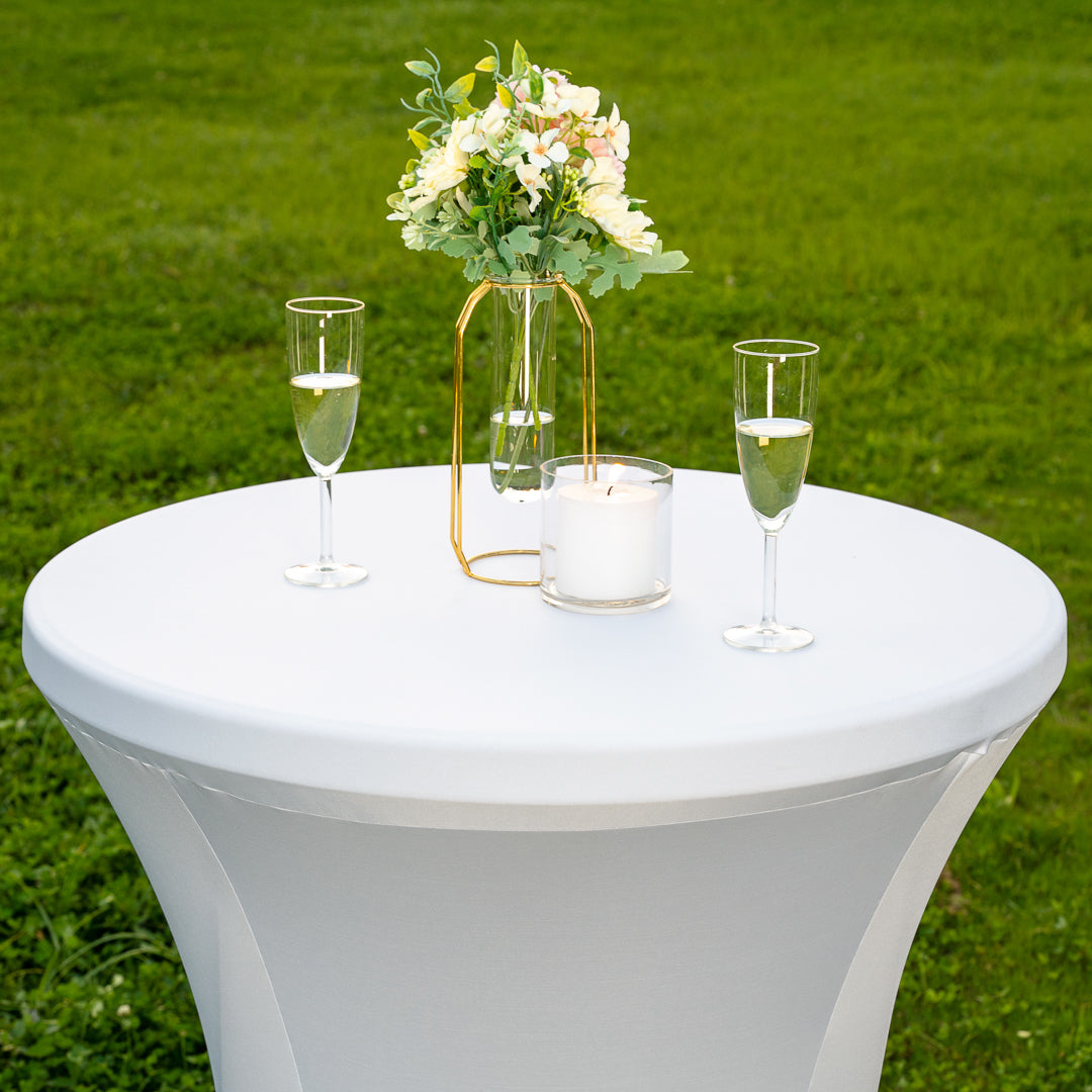 Table Tek Round White Spandex Table Cover - Bar Height - 32" - 1 count box