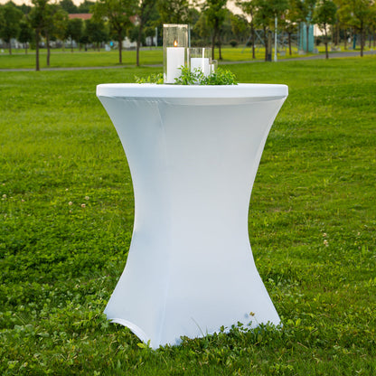 Table Tek Round White Spandex Table Cover - Bar Height - 32" - 10 count box