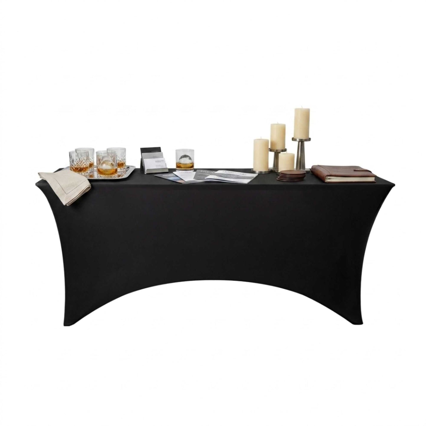 Table Tek Rectangle Black Spandex Table Cover - Contour Cut - 72" x 30" - 1 count box