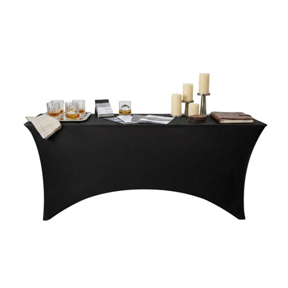 Table Tek Rectangle Black Spandex Table Cover - Contour Cut - 72" x 30" - 1 count box