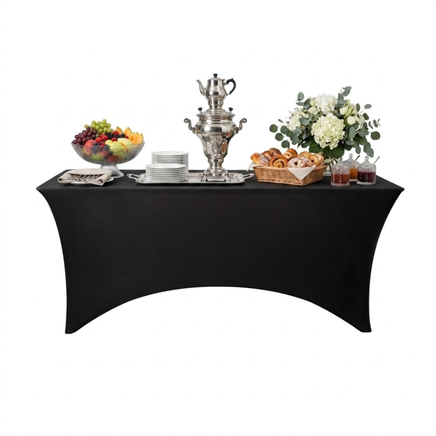 Table Tek Rectangle Black Spandex Table Cover - Contour Cut - 72" x 30" - 10 count box