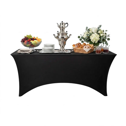 Table Tek Rectangle Black Spandex Table Cover - Contour Cut - 72" x 30" - 10 count box