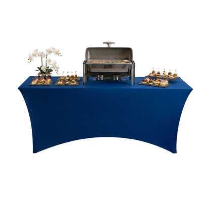 Table Tek Rectangle Blue Spandex Table Cover - Contour Cut - 72" x 30" - 10 count box