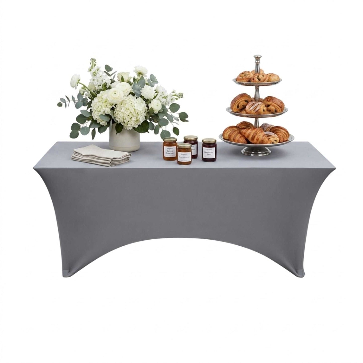 Table Tek Rectangle Charcoal Gray Spandex Table Cover - Contour Cut - 72" x 30" - 1 count box