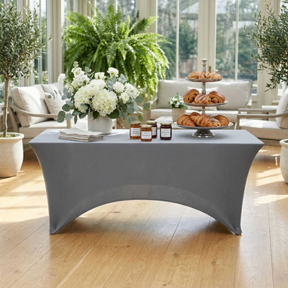 Table Tek Rectangle Charcoal Gray Spandex Table Cover - Contour Cut - 72" x 30" - 1 count box