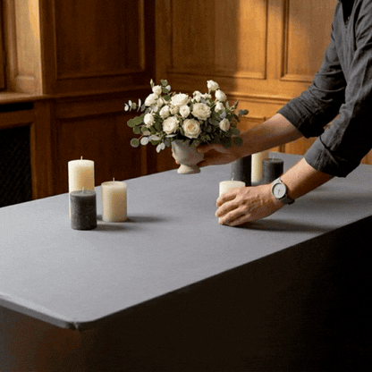 Table Tek Rectangle Charcoal Gray Spandex Table Cover - Contour Cut - 72" x 30" - 1 count box