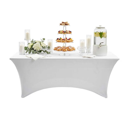 Table Tek Rectangle White Spandex Table Cover - Contour Cut - 72" x 30" - 10 count box