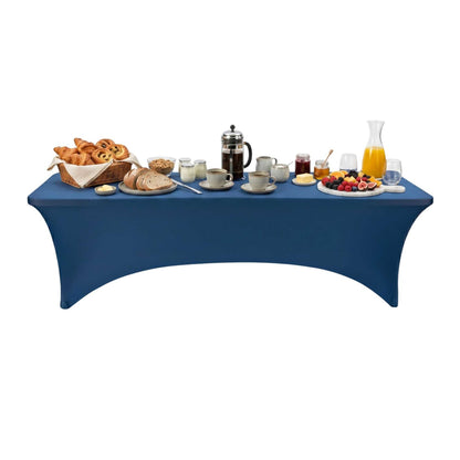 Table Tek Rectangle Blue Spandex Table Cover - Contour Cut - 96" x 30" - 10 count box