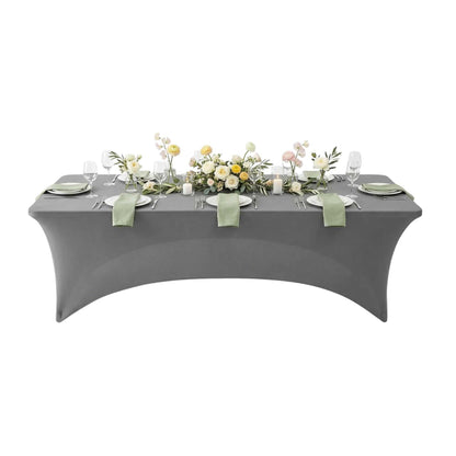 Table Tek Rectangle Charcoal Gray Spandex Table Cover - Contour Cut - 96" x 30" - 1 count box