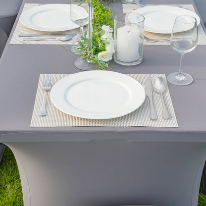 Table Tek Rectangle Charcoal Gray Spandex Table Cover - Contour Cut - 96" x 30" - 1 count box