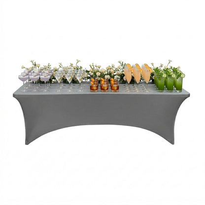 Table Tek Rectangle Charcoal Gray Spandex Table Cover - Contour Cut - 96" x 30" - 10 count box
