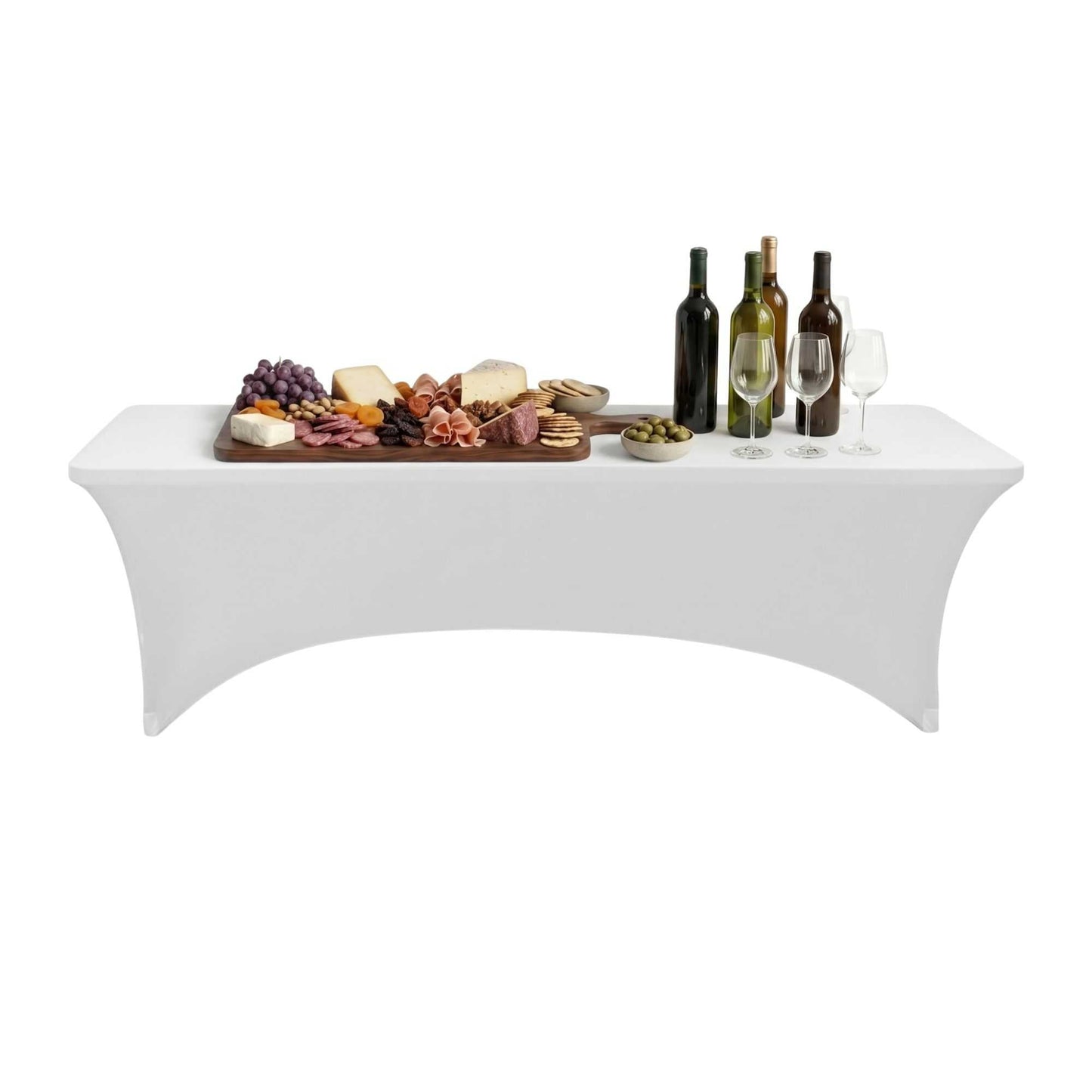Table Tek Rectangle White Spandex Table Cover - Contour Cut - 96" x 30" - 1 count box