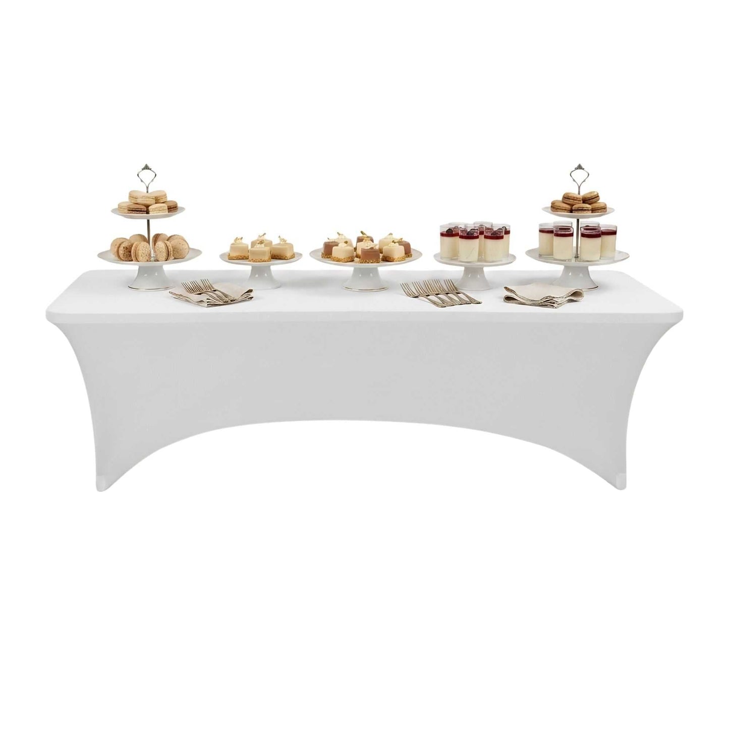 Table Tek Rectangle White Spandex Table Cover - Contour Cut - 96" x 30" - 10 count box