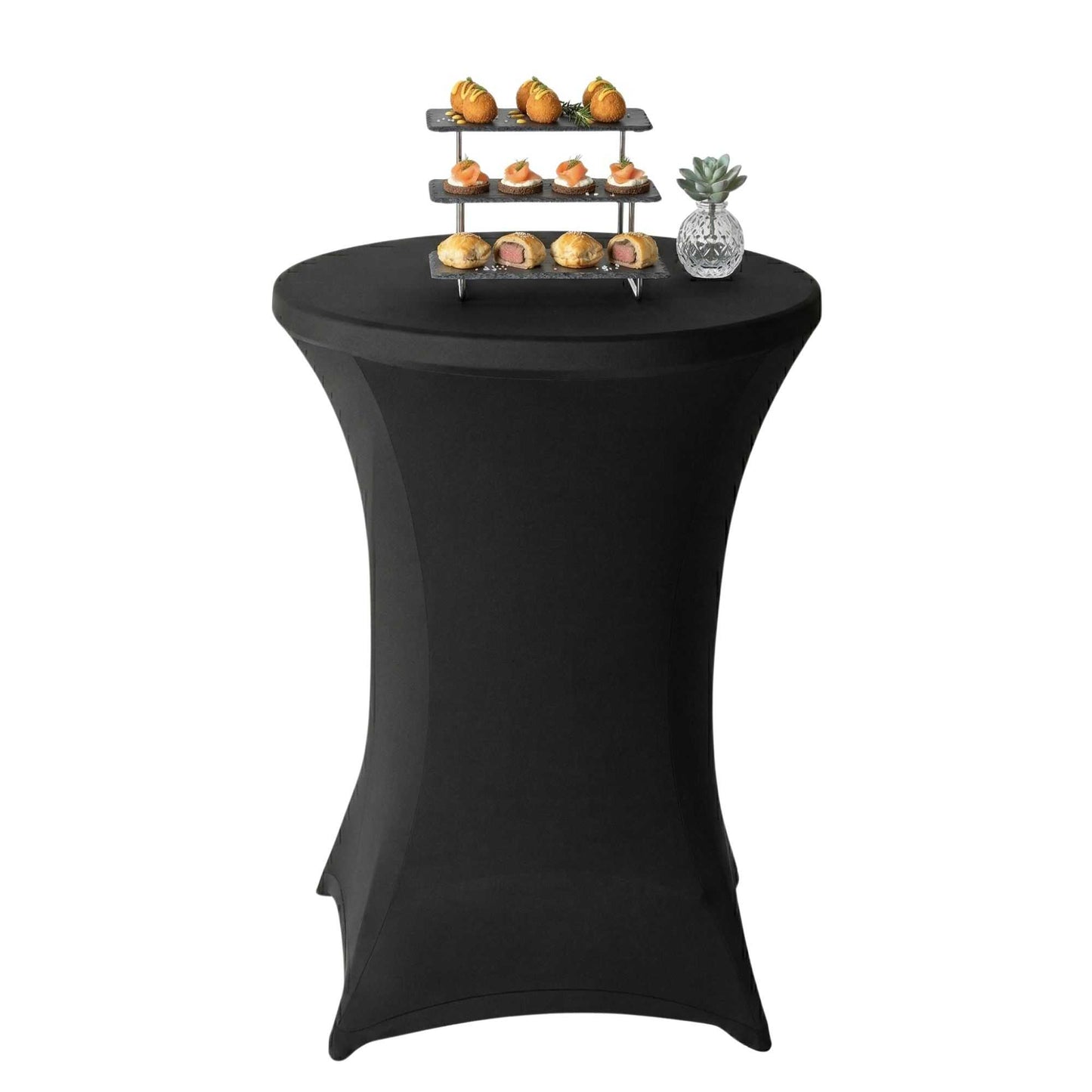 Table Tek Round Black Spandex Table Cover - Bar Height - 36" - 10 count box
