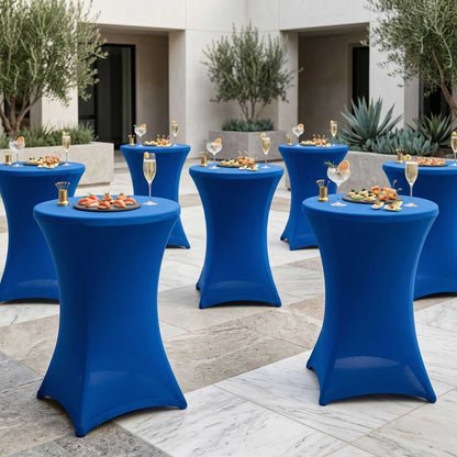 Table Tek Round Blue Spandex Table Cover - Bar Height - 36" - 10 count box
